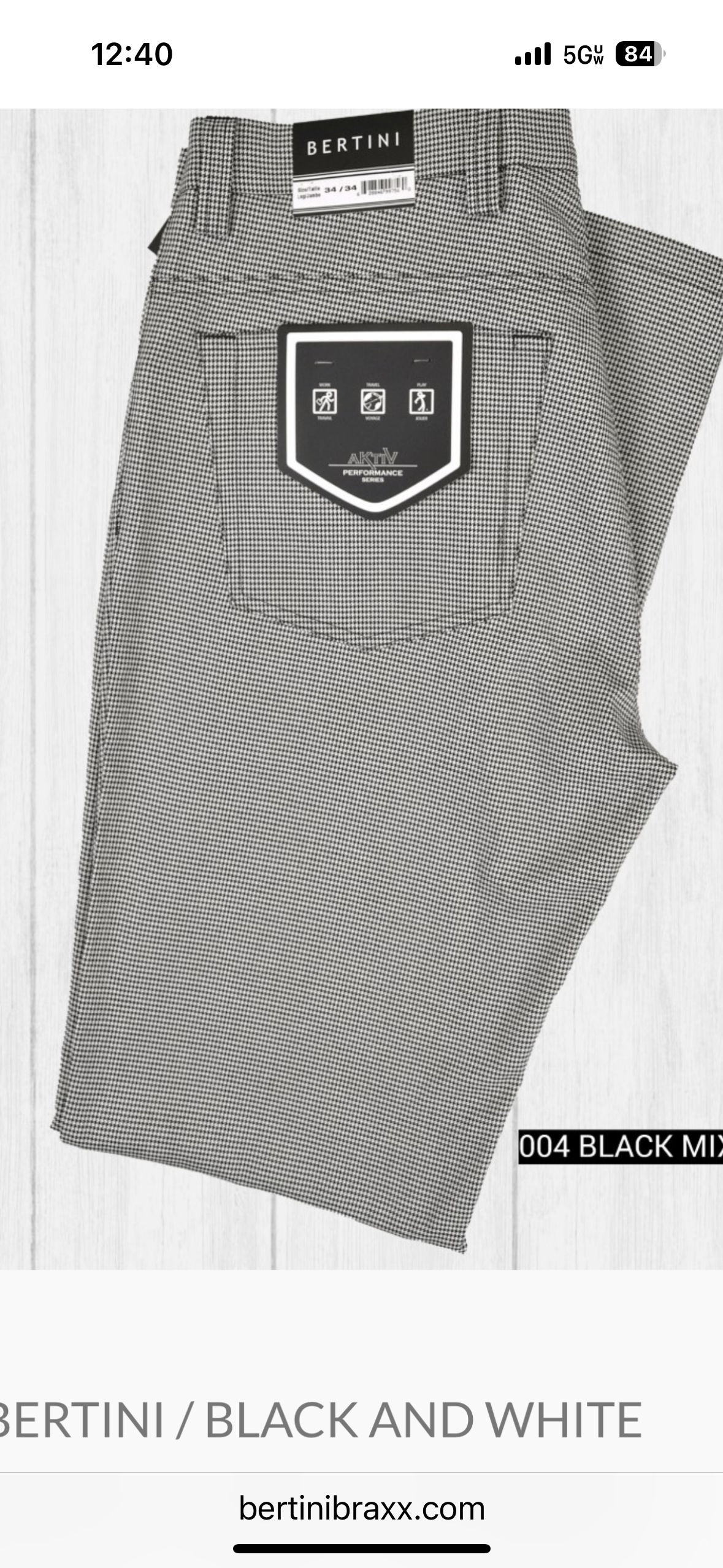 Bertini pant black and white houndstooth