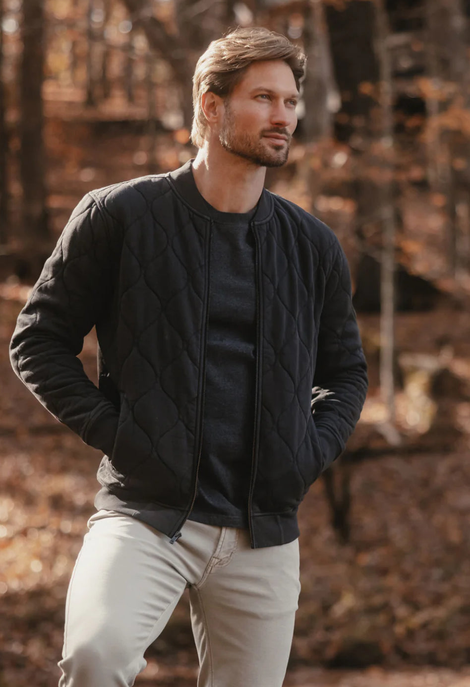 The Normal Brand Quilted Bomber Jacket