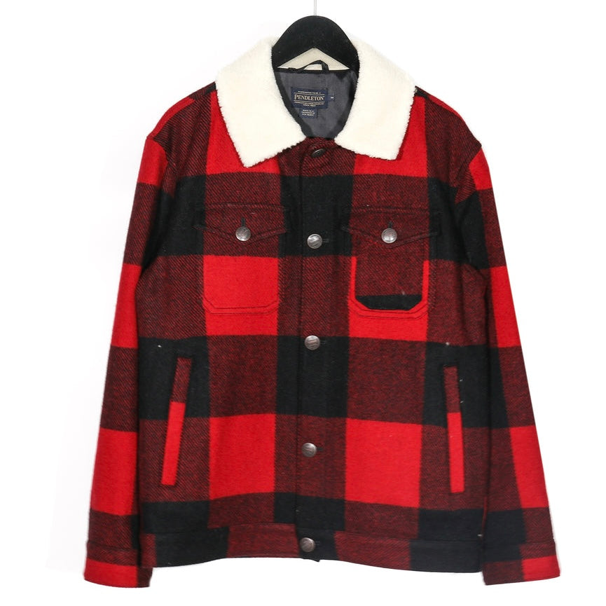 PENDLETON MEN'S WOOL STADIUM CLOTH PLAID TRUCKER COAT