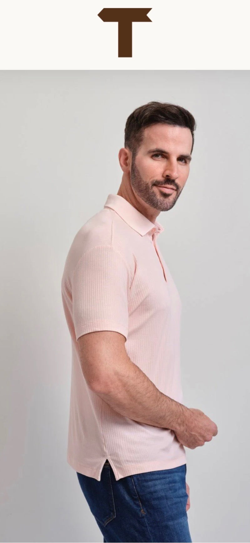 Left coast tee polo ribbed pink