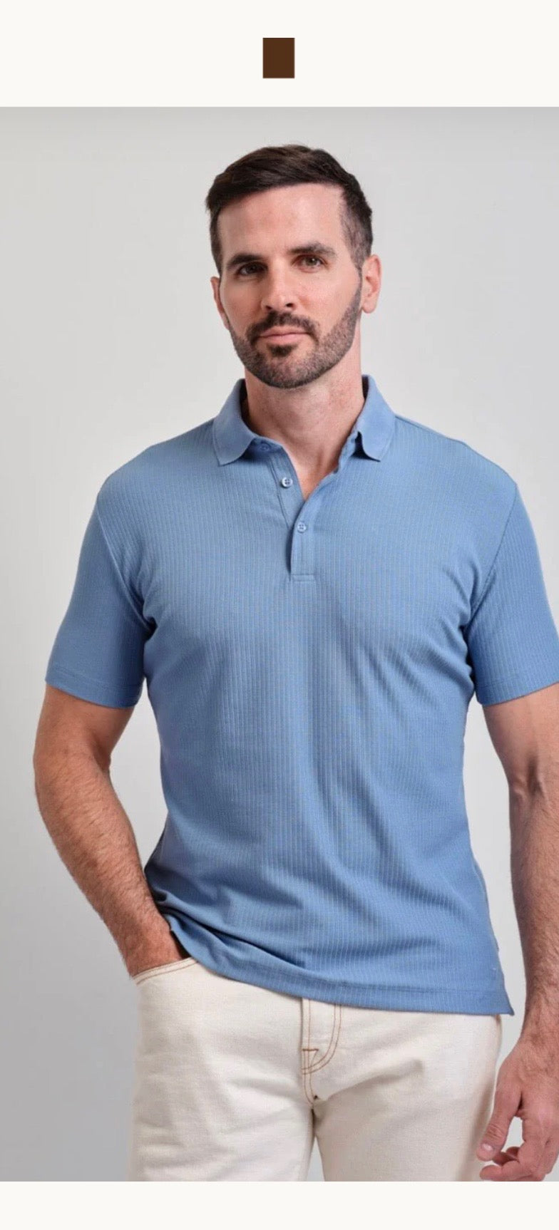 Left coast tee polo ribbed Lt blue