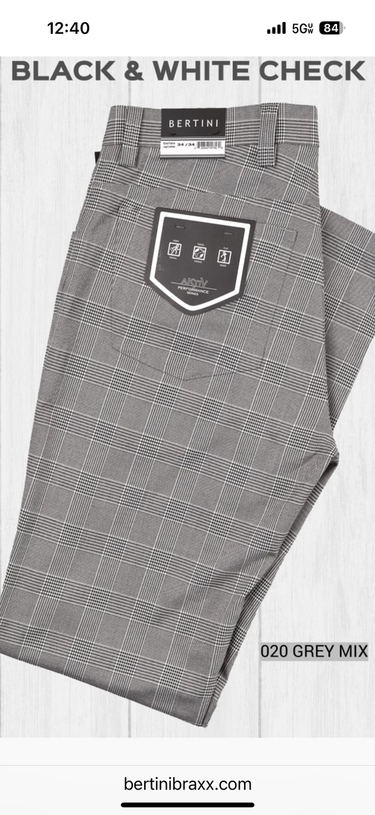 Bertini pant black and white check gray mix
