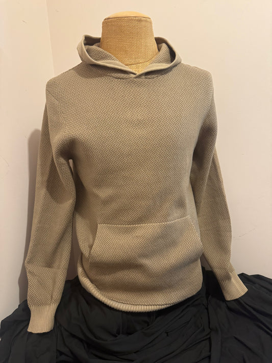 The normal brand herringbone knit hoodie chestnut