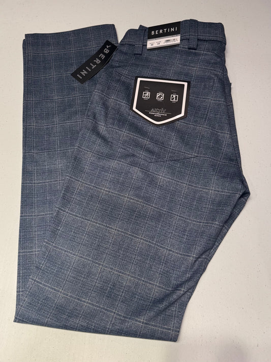 Bertini Blue Plaid Pant with Beige Tones