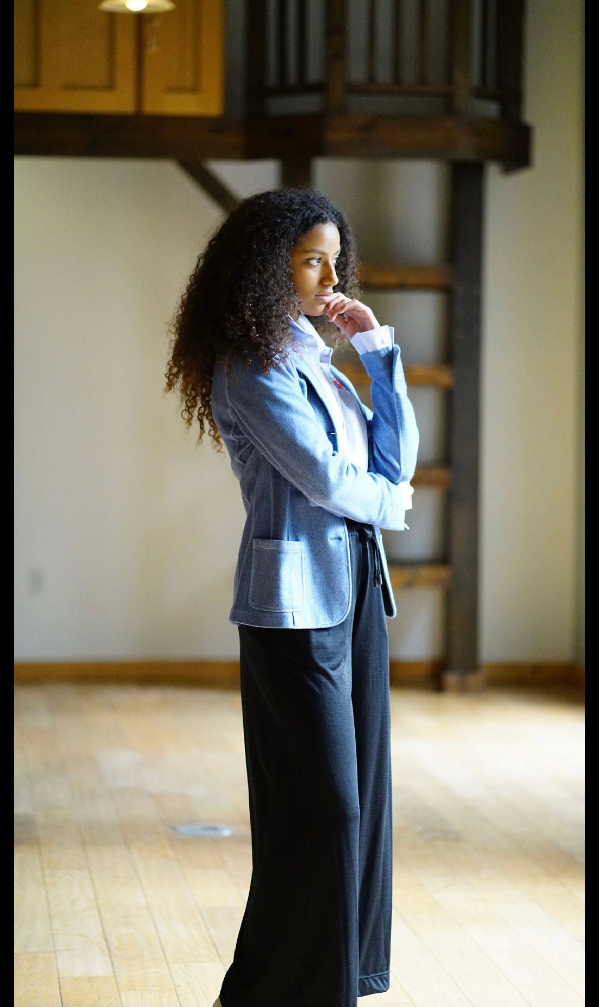 Colombo single breasted jacket  pale blue/Coral