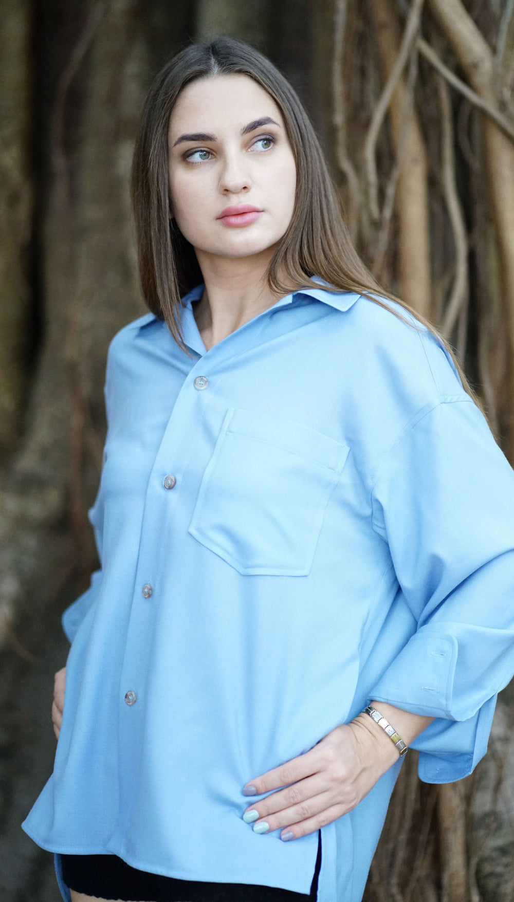 Colombo Worsted Cashmere (Blue Long Sleeve Shirt)