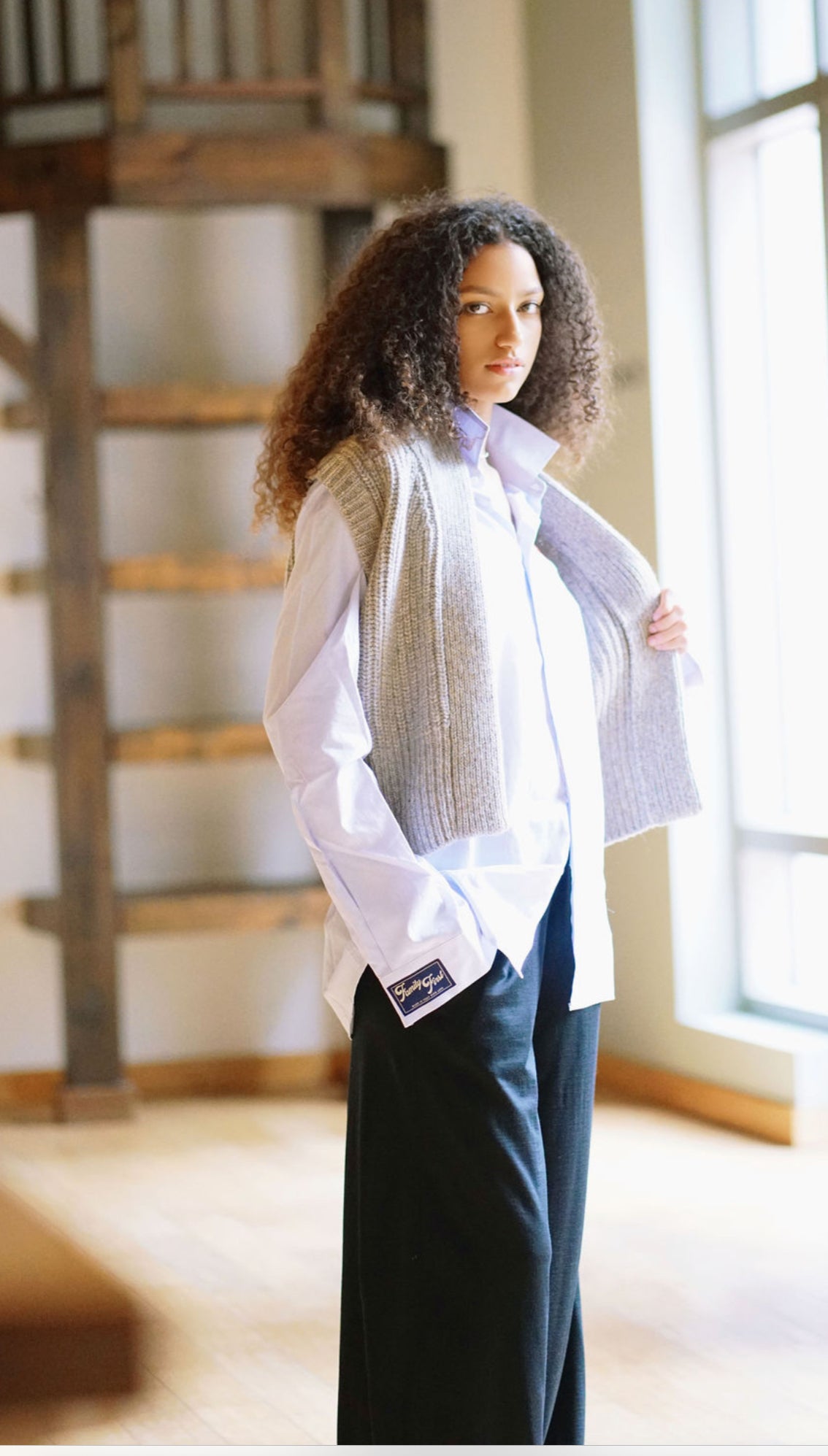 Family First Long Sleeve Shirt (Light Blue Pinstripe Oxford)